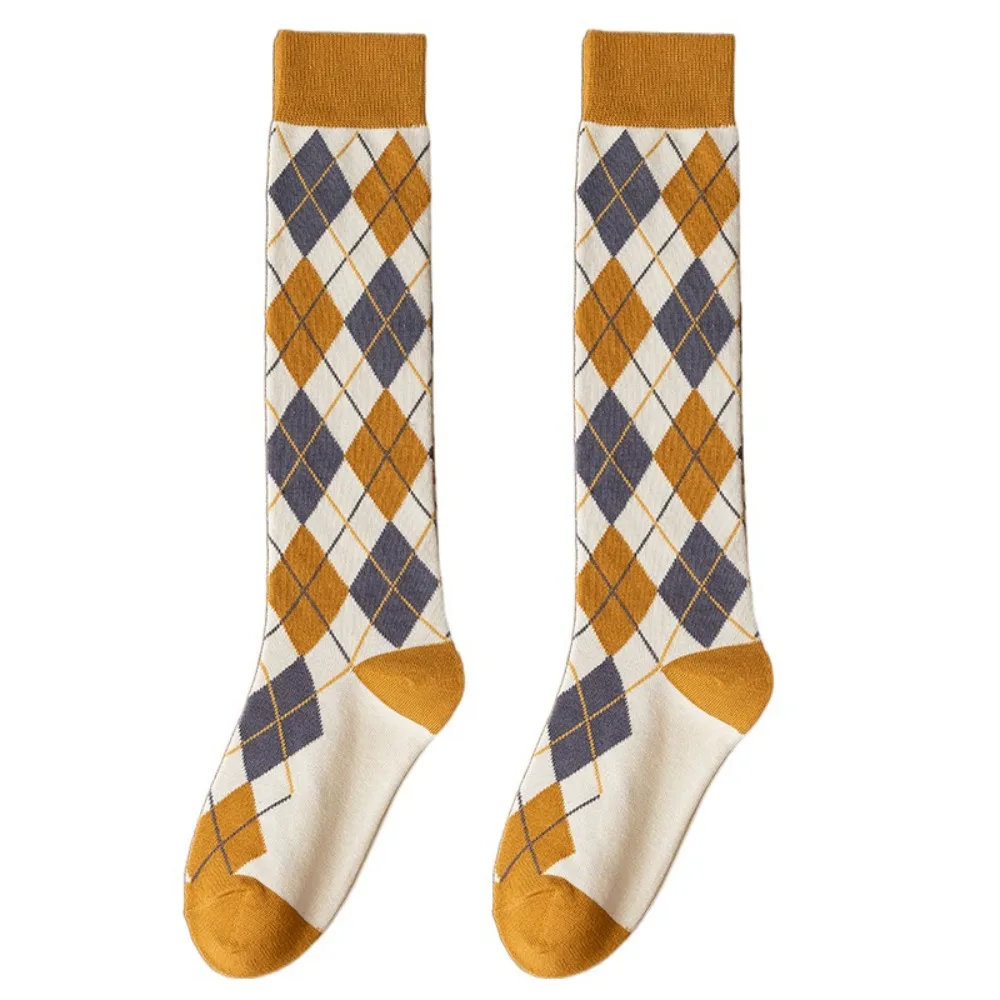 

Plaid Stripe Check Socks Elastic Harajuku British Style Long Socks Academic Atmosphere Streetwear Knee High Stockings Lolita
