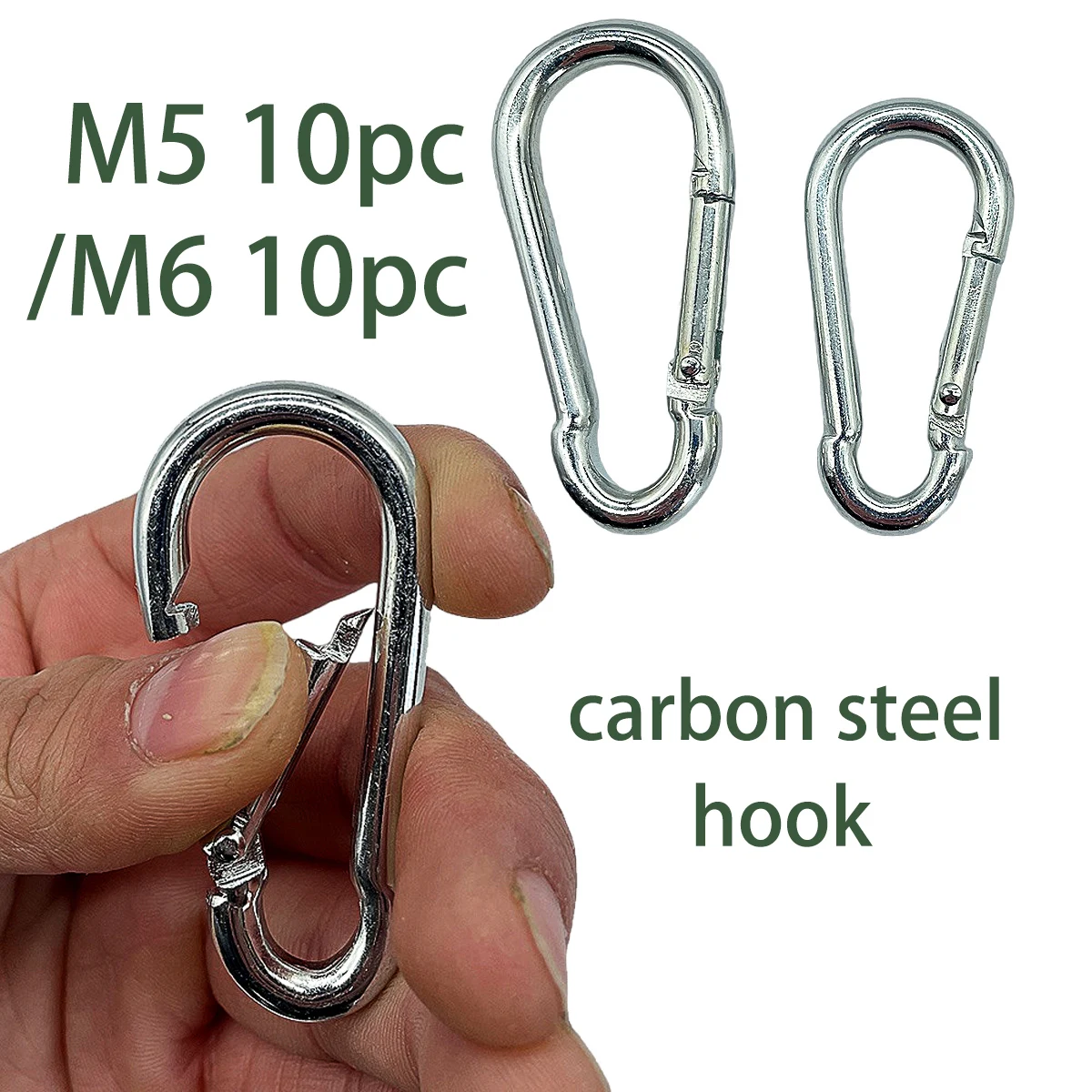 

10Pcs M5/M6 Outdoor Camping Tool Carabiner Keychain D-ring Buckle Spring Carabiner Snap Hook Clip Keychains carbon steel