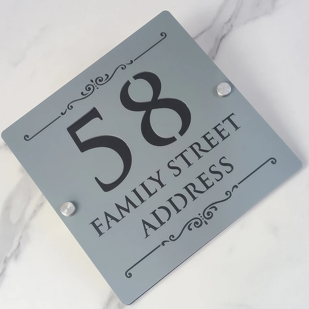 الحديثة شخصية مخصصة الليزر قطع الاكريليك رقم المنزل الحديث علامة عنوان اسم اللوحة ثلاثية الأبعاد رسالة الذهب الأسود لوحة في الهواء الطلق #5