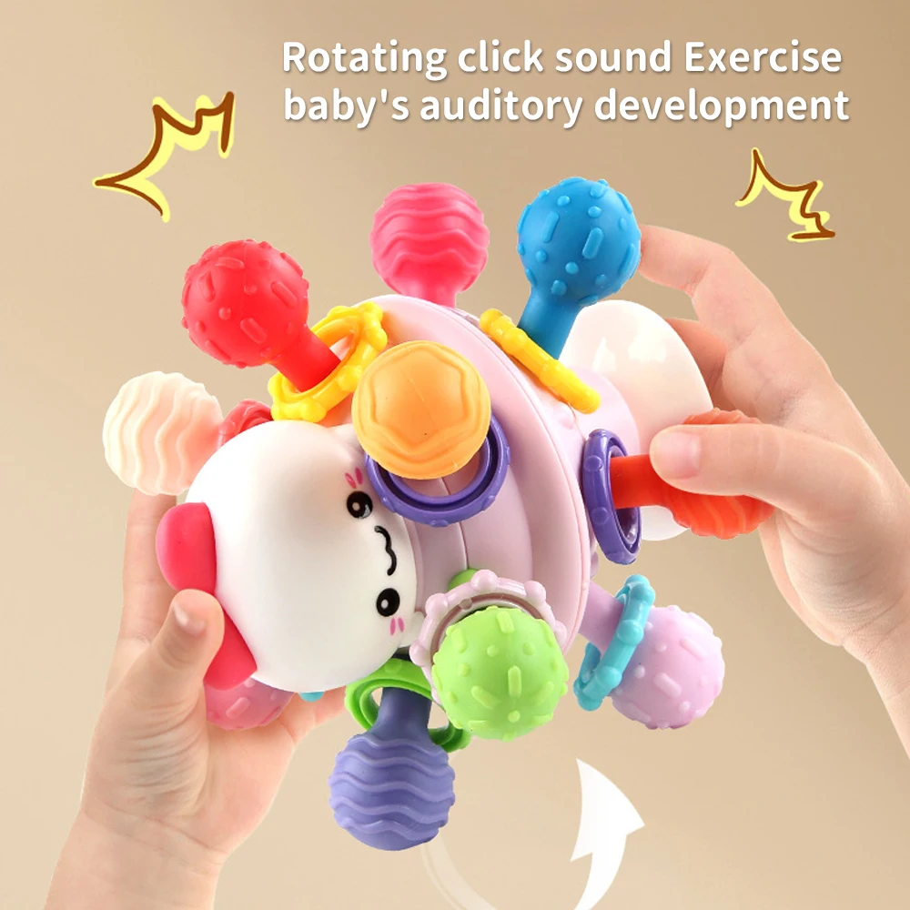 맨해튼 원자 공 실리콘 아기 Teether 부드러운 고무 파악 장난감 조기 교육 아기 파악 훈련 발달 장난감