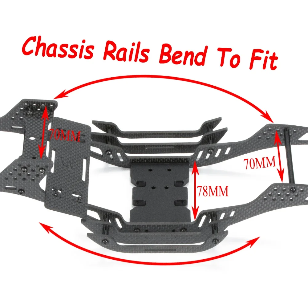 Carbon Fiber LCG Crawler Chassis Cheater Rigs Builders Kit with Bull Bar Delrin Skid Plate SOA Mount for SCX10 II Element Enduro