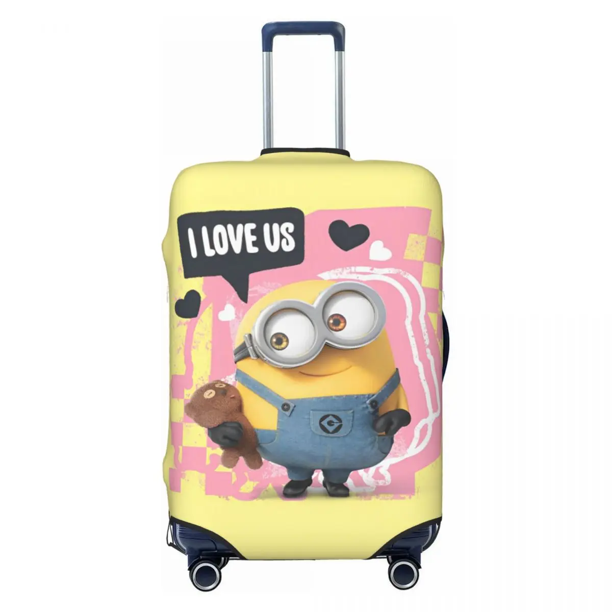 Minions Bob I Love Us Suitcase Cover Travel Flight Elastic Luggage Accesories Protection