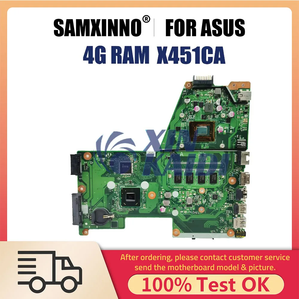 

Notebook Mainboard For ASUS X451CA A451C X451C F451C X451CAP Laptop Motherboard With CPU N2830 4G RAM Systemboard 100% Working