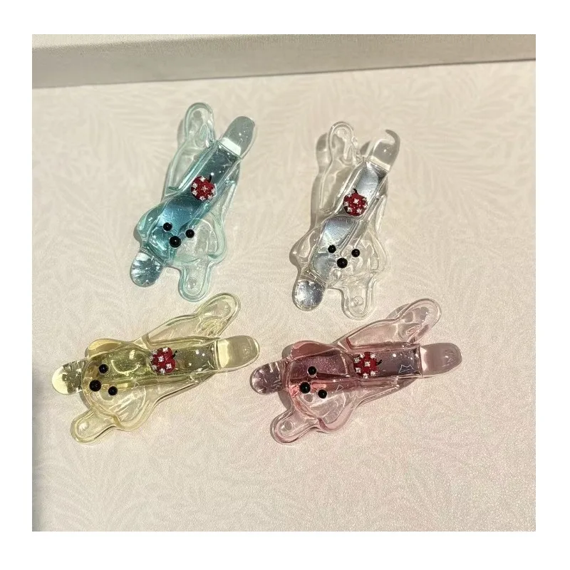 

Sweet Girl High Sense Cartoon Bear Heavy Industry Apple Flash Diamond Hairpin Female Side Word Clip Temperament Hairpin Tide