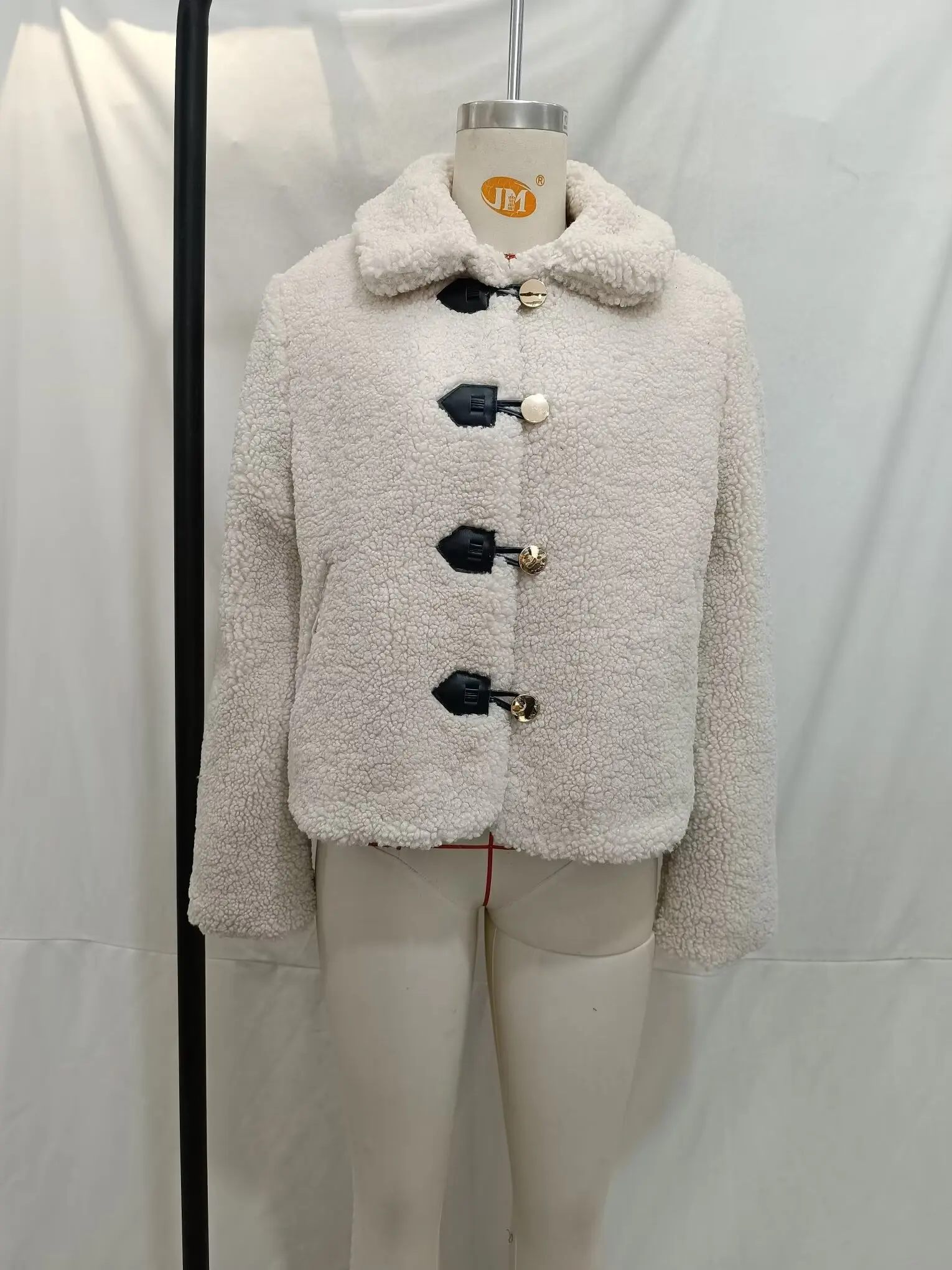 European and American style winter new lapel single-breasted lamb fleece fleece warm jacket