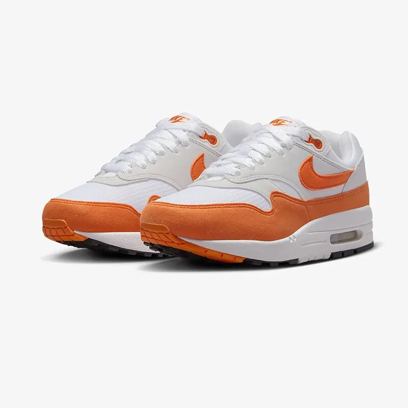 

Nike's New Rear-Cushioning Visual Air Cushion Cushioning and Rebound Training Women's Running Shoes, Classic Air Max 1 Comfortable and Wear-Resistant Outdoor Sports Running Shoes, Eye-Catching Orange Color with Multi-Color Stitching, Versatile for Commuti