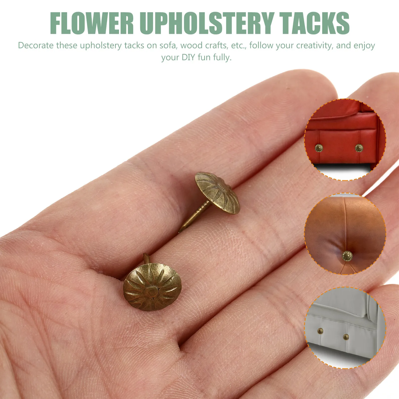 100Pcs Flower Style Upholstery Tacks Plum Firm Iron Tacks for Sofa Chairs Cabinets Wooden Boxes Craft