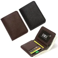 2024 New Ultra-thin Soft Wallet Pu Leather Lychee Grain Mini Credit Card Wallet Men's Card Case Men's Short Bill Card Case