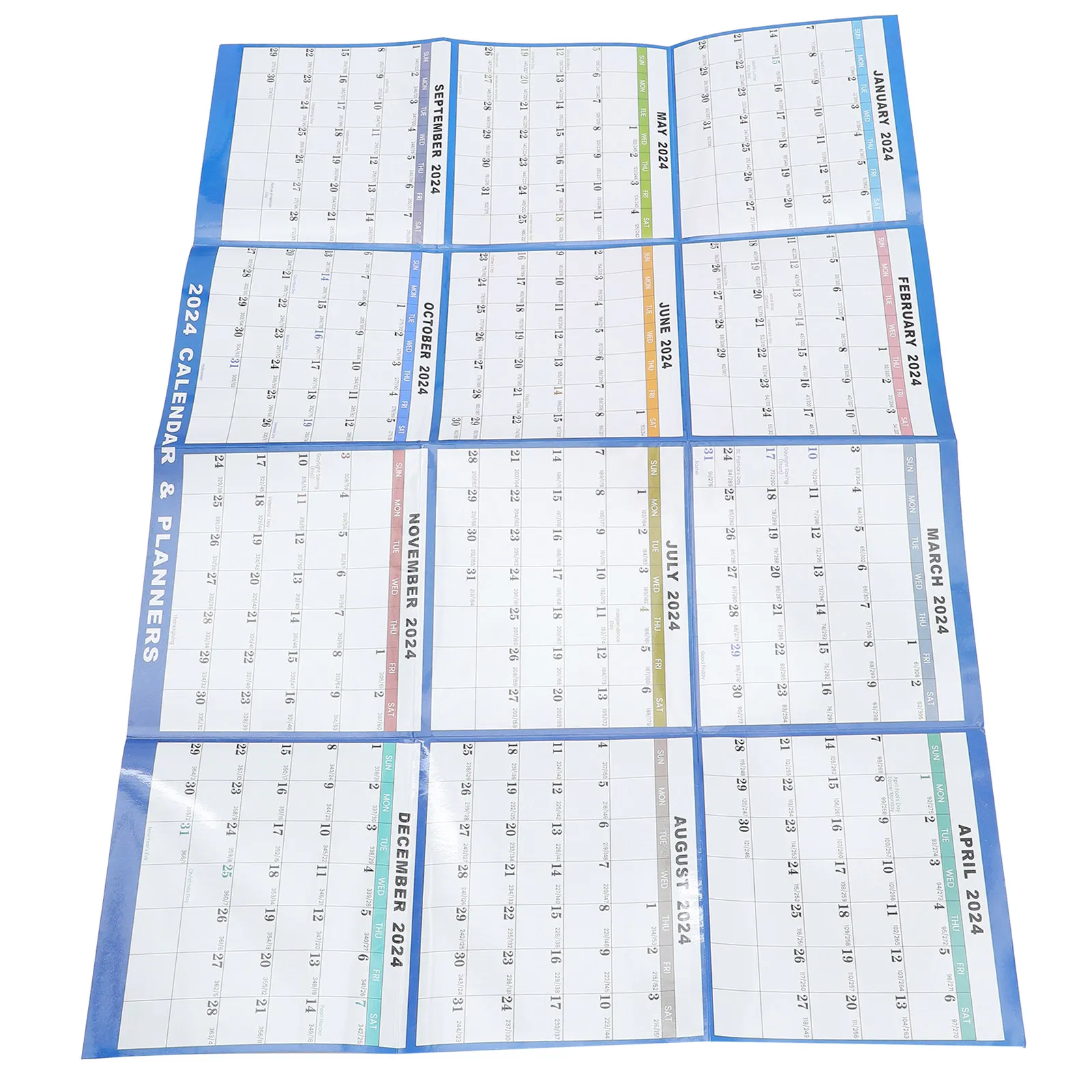 

1Set Sturdy Safe Paper Hanging Wall Calendar 2024 Clear Printed Dry Erase Monthly Planner for Family Office Supply Daily