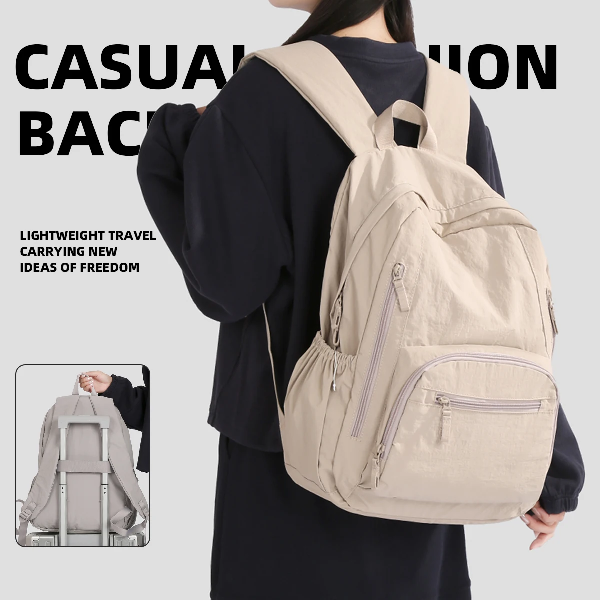 Women's Backpack, Original Japanese Style, Lightweight Short-Distance Travel Backpack, College Student Computer Bag, High School Student, Junior High School Student