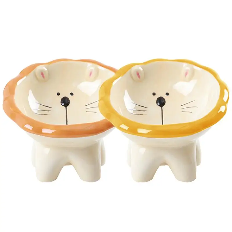 

Tilted Cat Food Bowls Slanted Cat Dish Elevated Cat Food Bowl Pet Supplies Backflow Prevention Lion Design Pet Feeder