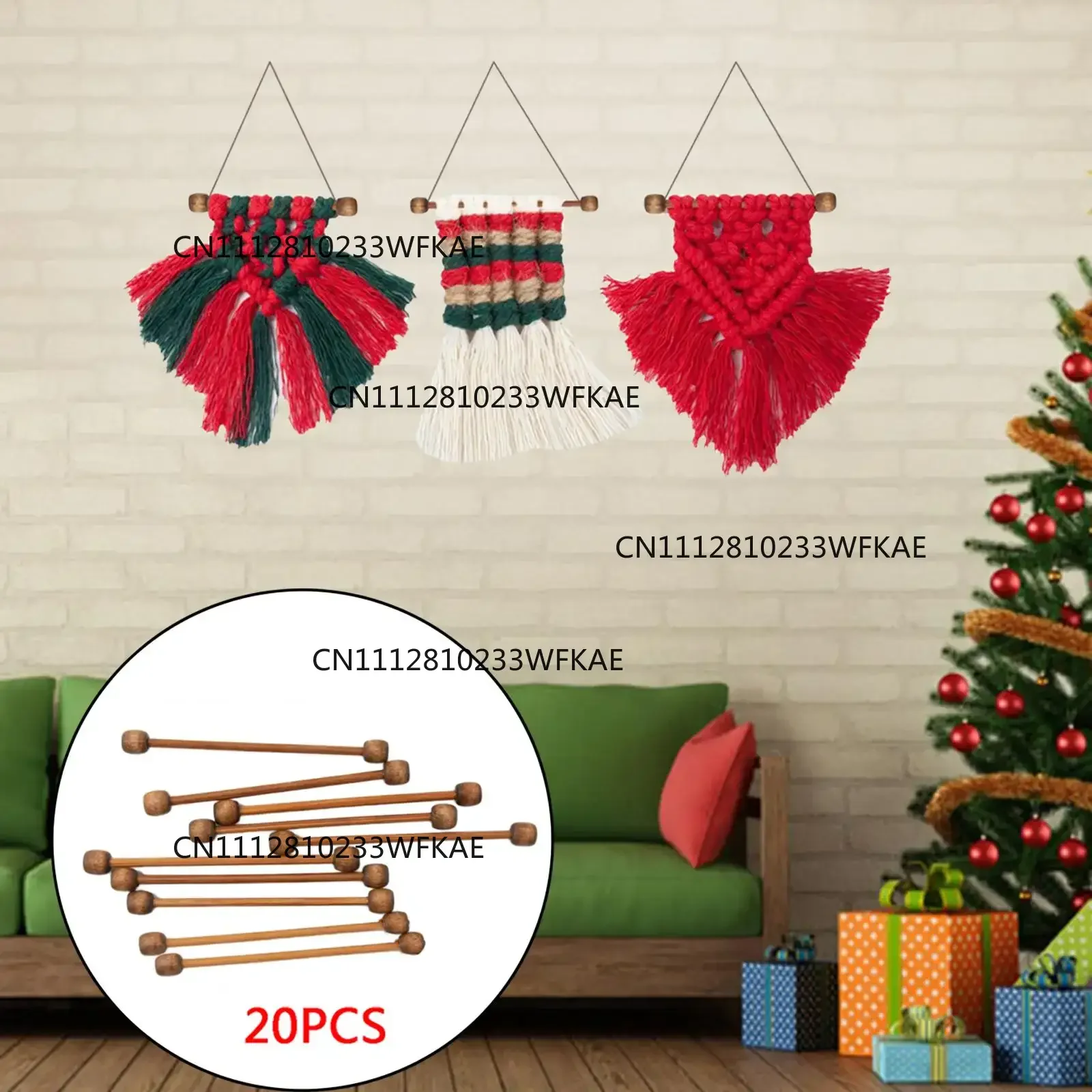 20pcs/Set Macrame Wall Hanging Tool Mini Banner Set Wall Hanger for Weaving Artwork Drawings Paintings Photos Maps Portraits
