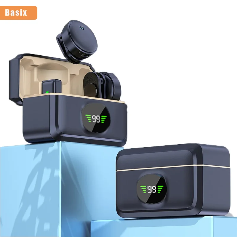 Wireless Lavalier Microphone for Phone iPhone Laptop Devices with Noise-canceling Function to Record Videos During Meetings Mic