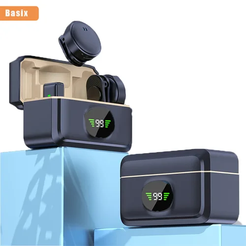 Imagen 1 del producto Micrófono Lavalier Inalámbrico para Teléfono, iPhone, Dispositivos Portátiles con Función de Cancelación de Ruido para Grabar Videos Durante Reuniones