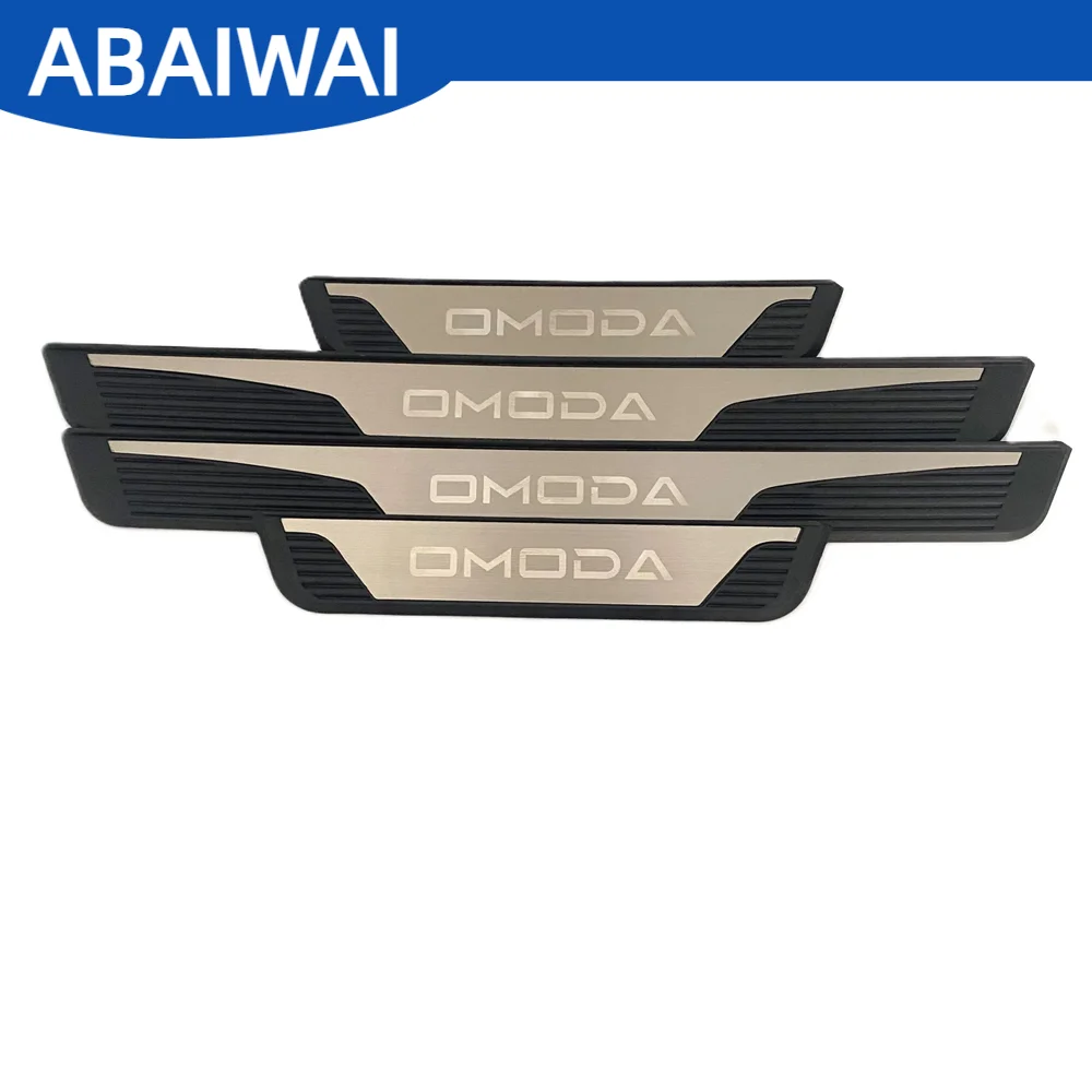 4pcs/set For Omoda 4 5 C5 E5 7 9 Car Interiors Protector Strip Scuff Plate Cover LOGO Abs Base Modification Accessory Non-slip P
