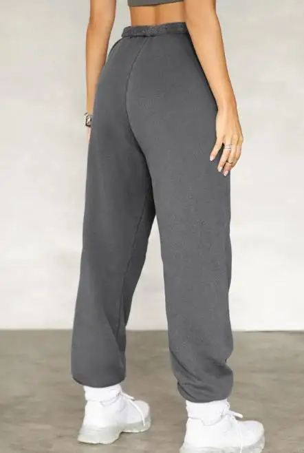 Women's Pants 2026 Spring Autumn New Solid Color High Waist Casual Loose Fit Versatile Daily Sports Cuffed Pants