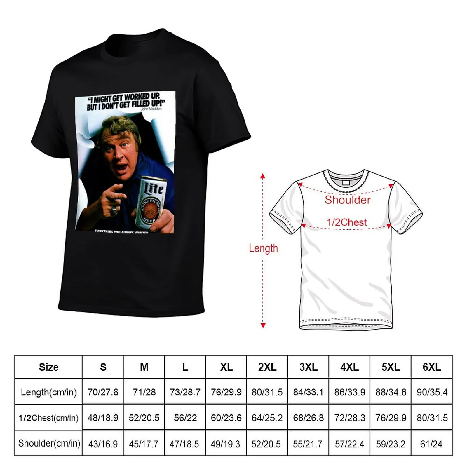 john madden T-Shirt Light Athletic Short Sleeve Tee Shirt
