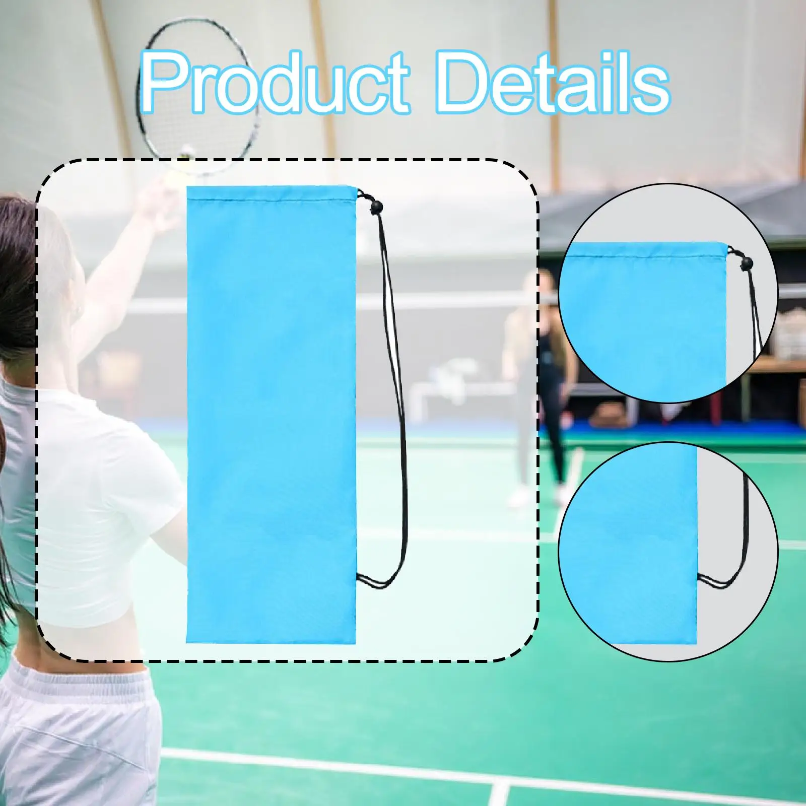 Badmintonschläger-Abdeckungstasche mit Kordelzug, schützender Organizer für