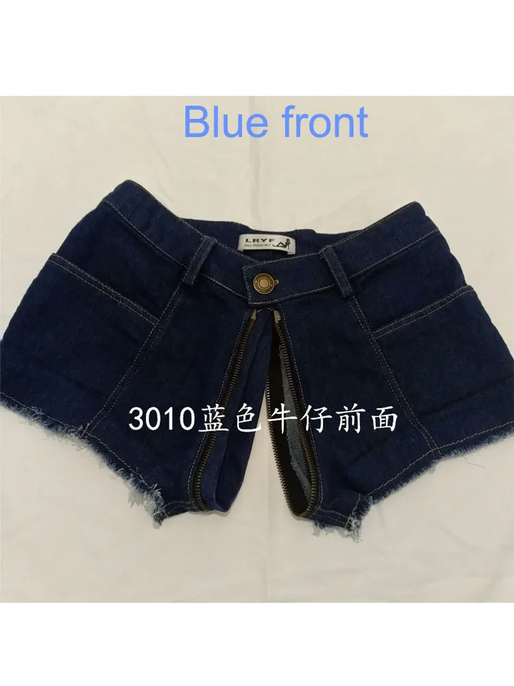 XS-4XL Double Zipper Open Crotch Denim Shorts Tassel Hot Sexy Booty Shorts Clubwear Short Jeans Pantalon Corto Mini Bermudas