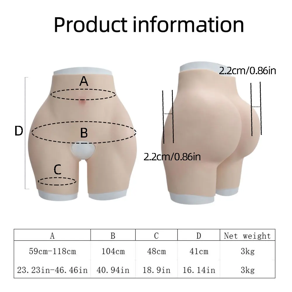 YUERUGOU Silicone Huge Hips and Buttocks Enhancer Pants 2.2cm Hips Thickness Fake Big Bum High Quality Panties for Woman