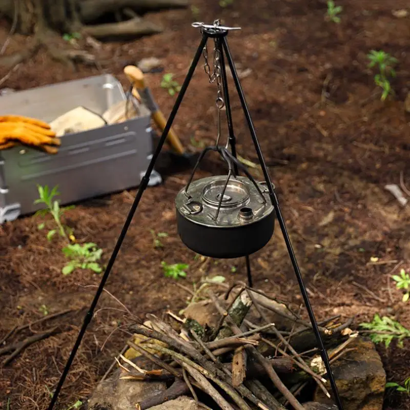 

Camping Campfire Tripod Adjustable Hanging Pot Outdoor Cookware Picnic Cooking Pot Grill Rack Aluminum Alloy Tripod