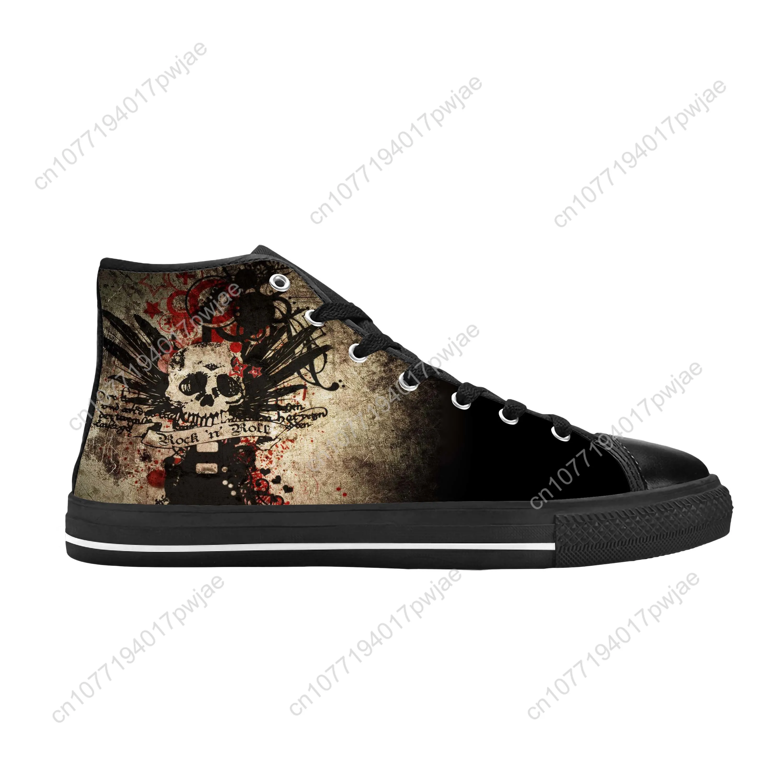 Sapatos Rock N and Roll Rock Band para homens e mulheres, cantor de música, roupa casual para guitarra, top alto, tênis confortáveis e respiráveis, impressão 3D, quente