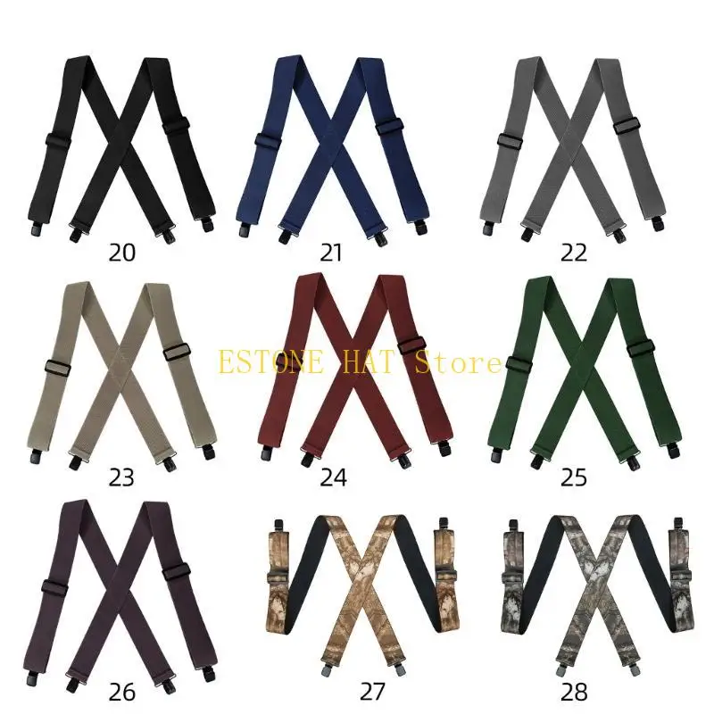 

49MF Popular 5cm Width Suspenders for Men Women with 4 Clip and High Elastic Straps