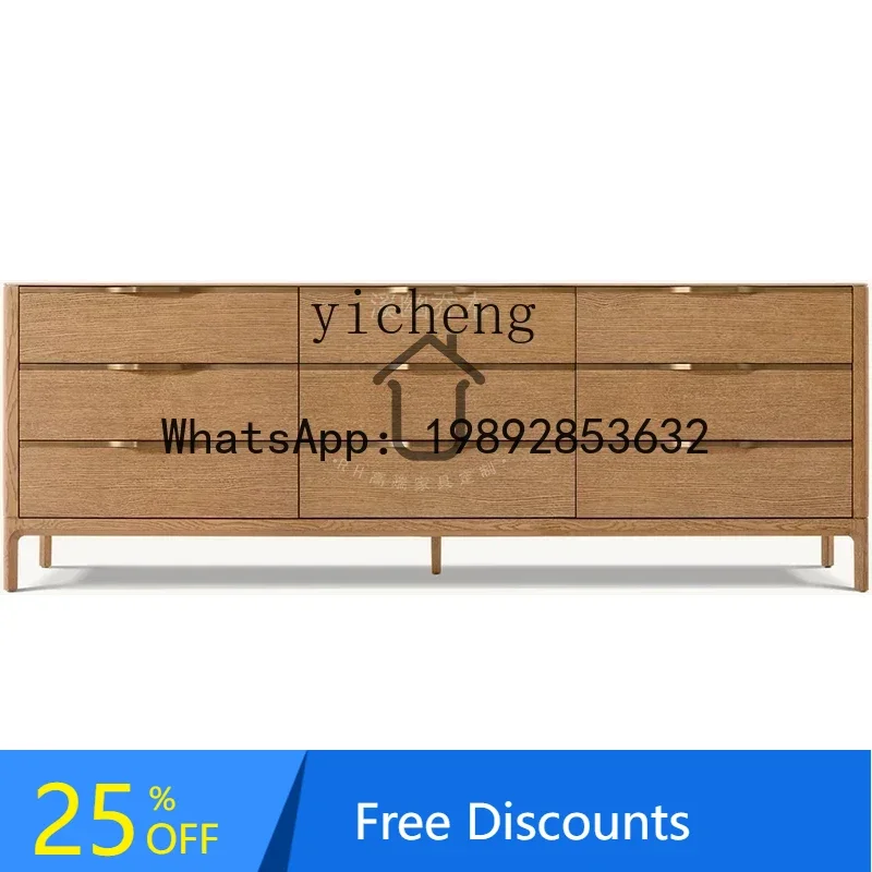 LYY solid wood dining cabinet with advanced storage and storage, 9 bucket cabinet with natural wood furniture