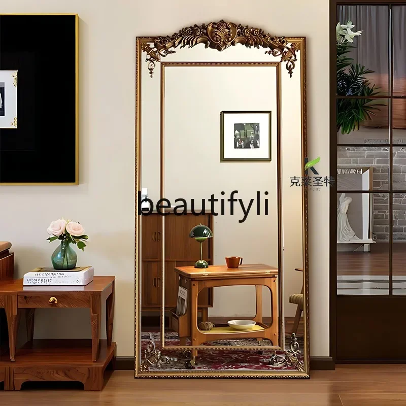 

French cloakroom full-body fitting mirror household, American clothing store, European wedding floor-to-ceiling mirror