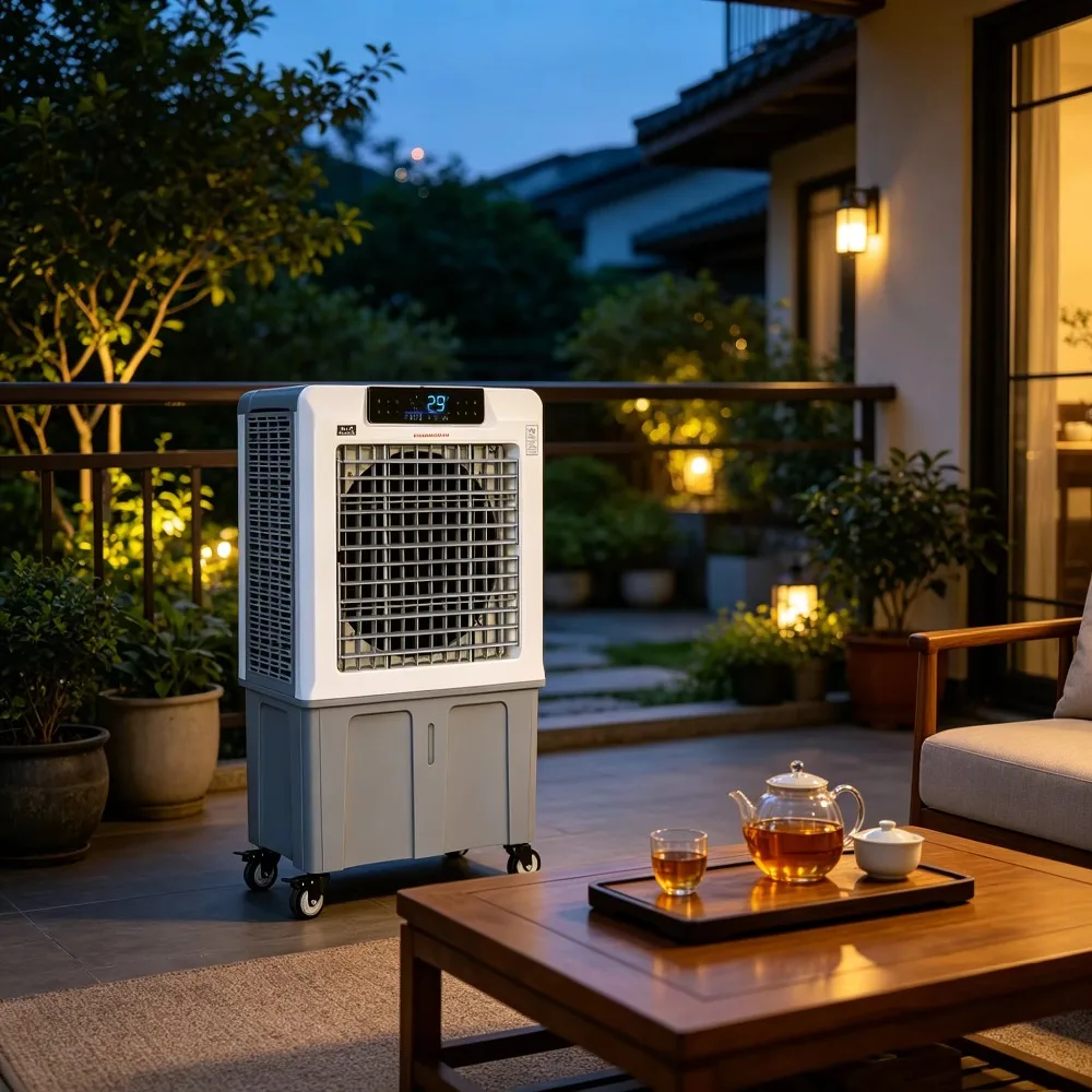 220V 380W Portable Evaporative Cooler, Large Industrial Water Air Cooling Fan for Warehouse Workshop, Energy Efficient
