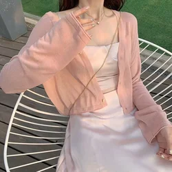 Strick Cardigan Mantel Sonnenschutz Kleidung Schal Vertuschungen Frauen Sommer dünne Cardigan Top koreanische lose Mode leicht kurz