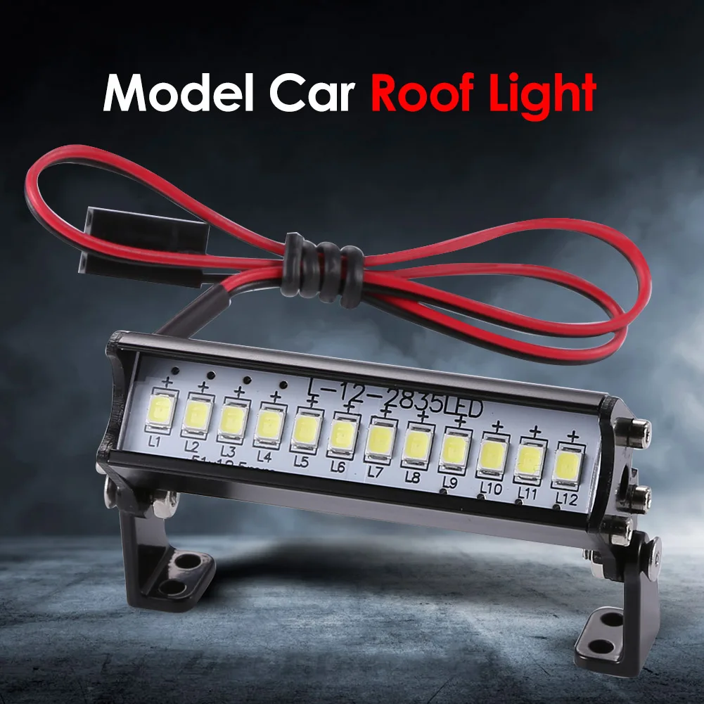 Universal 55mm 12 LED Hight Bright Light Model Truck Roof Lamp Bar for 1/10 RC Climbing Car Model Accessories