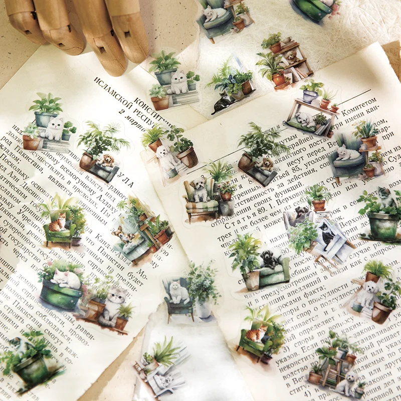 Yoofun 40pcs/lot Potted Green Plants Decorative PET Stickers Scrapbooking Stick Label Diary Stationery Album Journal Sticker