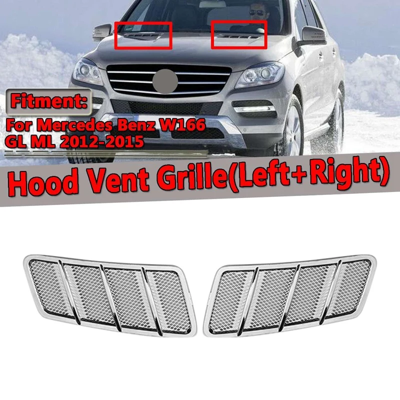 Car Chrome Front Hood Vent Grille Air Flow Intake Hood For Benz W166 GL GL350 GL450 GL550 ML ML350 ML550 2012-2015