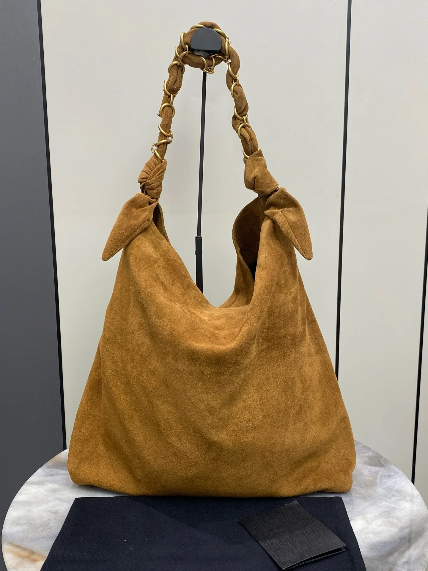 

Women's High Quality Genuine Suede Shopping Bag Tote Shoulder Handbag with Woven Jewelry Chain Large Capacity Low Key Luxury