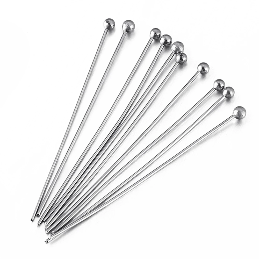 100pcs Stainless Steel Ball Head Pins for DIY Jewelry Making 12-40mm Head Pins Needlework Handmade Components Findings