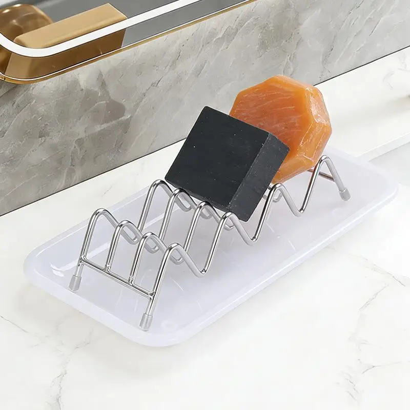 3 Grids Stainless Steel Soap Rack Student Dormitory Soap Moisture-proof And Waterproof Sink Storage Rack Household