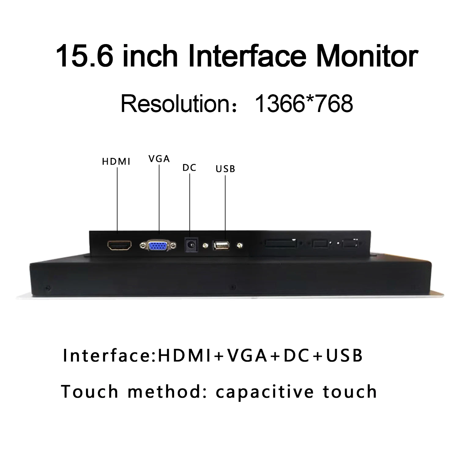 Monitor Industri Sentuh Kapasitif 15.6/17/18.5/19 Inci dengan Antarmuka USB VGA HDMI untuk Tampilan Tertanam Panel Tahan Air