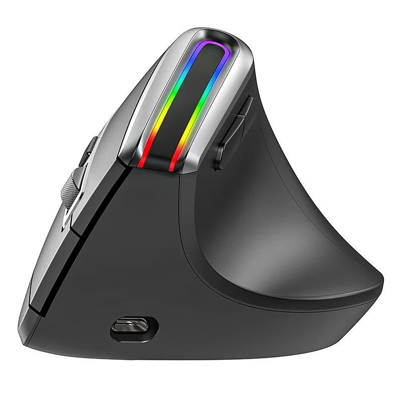 Ergonomic Wireless Mouse RGB Backlit Dual Mode 2.4G+Bluetooth Vertical Mouse Computer Rechargeable Mause for Laptop Desktop PC