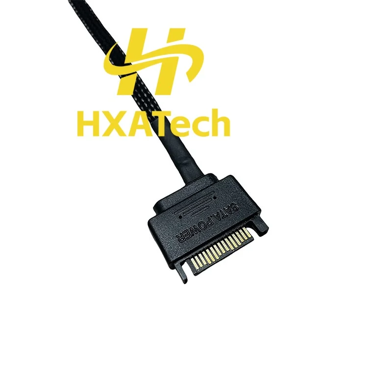 HXATech - SATA Male to DC 5521 / 5525 Power Supply Cable 15pin SATA to DC 12V 5V Converter Cord 18AWG with Braided 10pcs