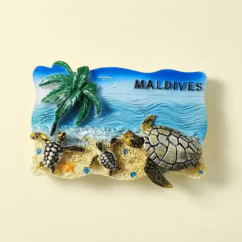 Beach Turtle Refrigerator Magnet Maldives Souvenir Hand-painted Home Decor Fridge Sticker Gifts Collection