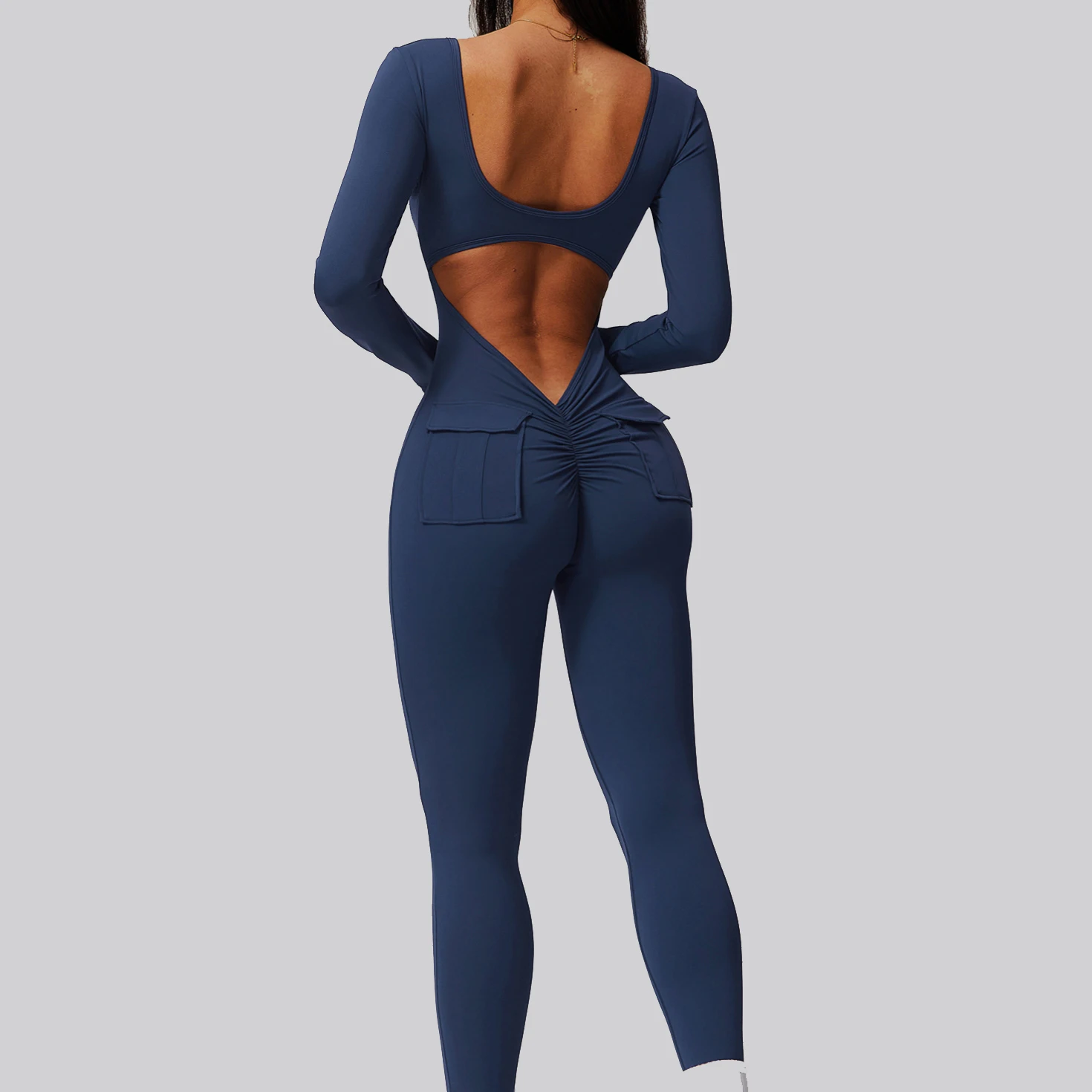 Women Jumpsuit Sports Gym Set Training Yoga Suit Sportswear Sexy Back V Jumpsuit Fitness Rompers Stretch Workout Bodysuits