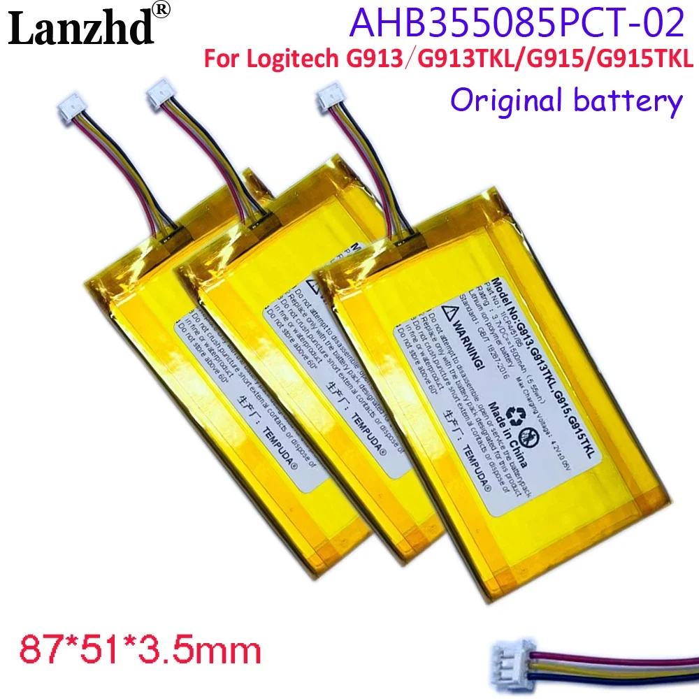 Аккумулятор 3,7 В для Logitech G913 G913TKL G915 G915TKL AHB355085PCT-02 Bluetooth, аккумуляторы для механической клавиатуры AHB355085PCT