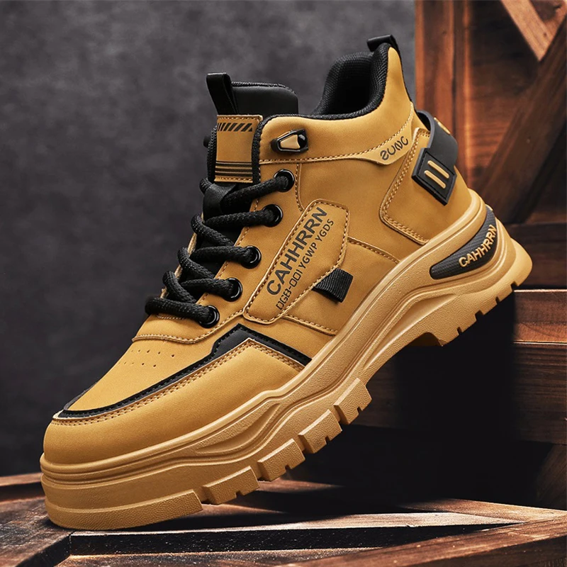 Men Tactical Hiking Ankle Boots Shock Absorbing Non Slip Breathable Wear Resistant Outdoor Trekking Working Casual Footwear