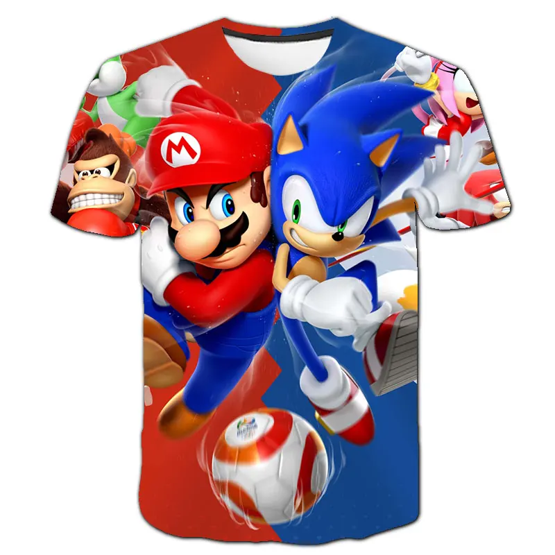 Summer Boy Anime Short Sleeve Sonic 3D Print T Shirts Children's Homewear Tee Daily Casual Tops 3-14Y Kids' Boys Sporty T-shirt