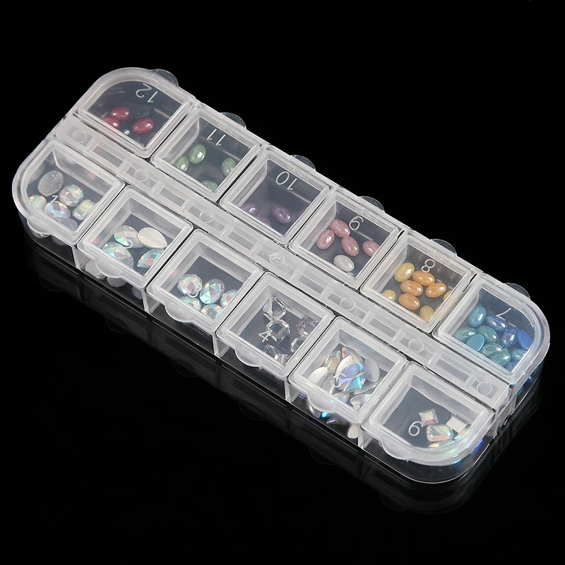 Portable Transparent Nail Art Storage Box Jewelry Beads Gems False Tip Container Empty Nails Rhinestones Holder Case Organizer