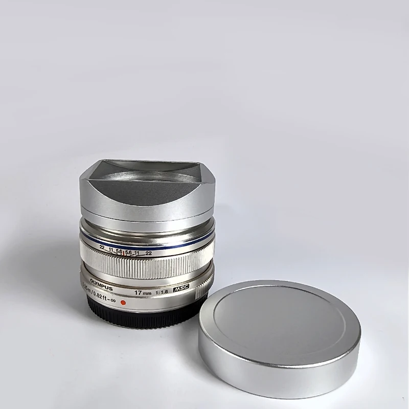 Design para Olympus M.Zuiko Digital 17mm F/1.8Metal Baioneta Capa de lente quadrada vem com tampa de metal