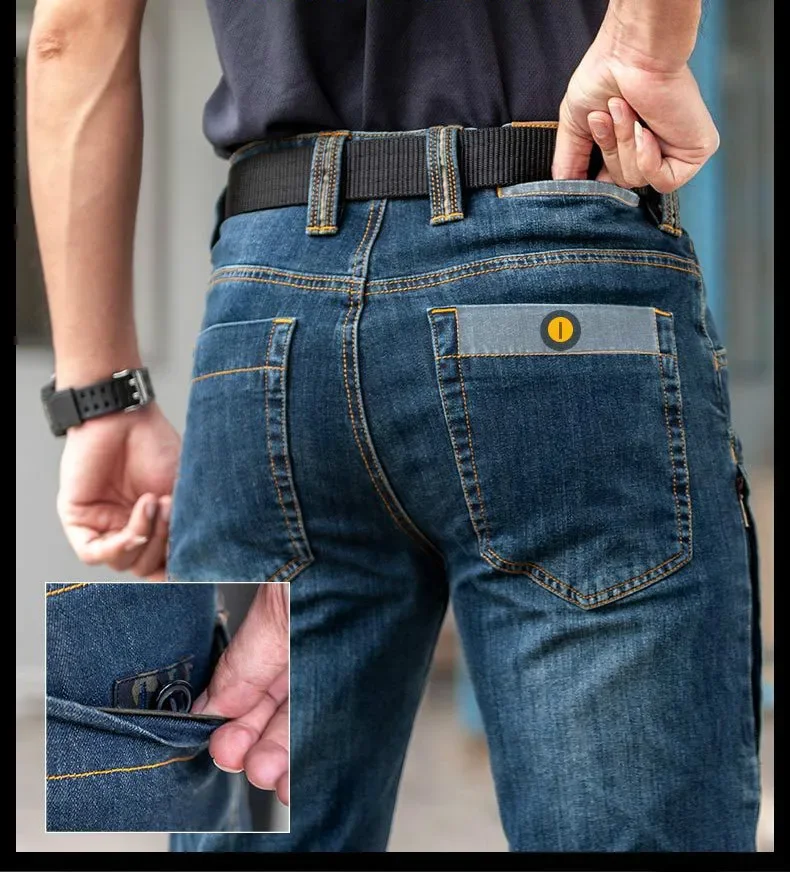 DulJeans-Pantalon cargo droit pour homme, résistant à l'usure, poches multiples, extérieur, affaires, classique, décontracté