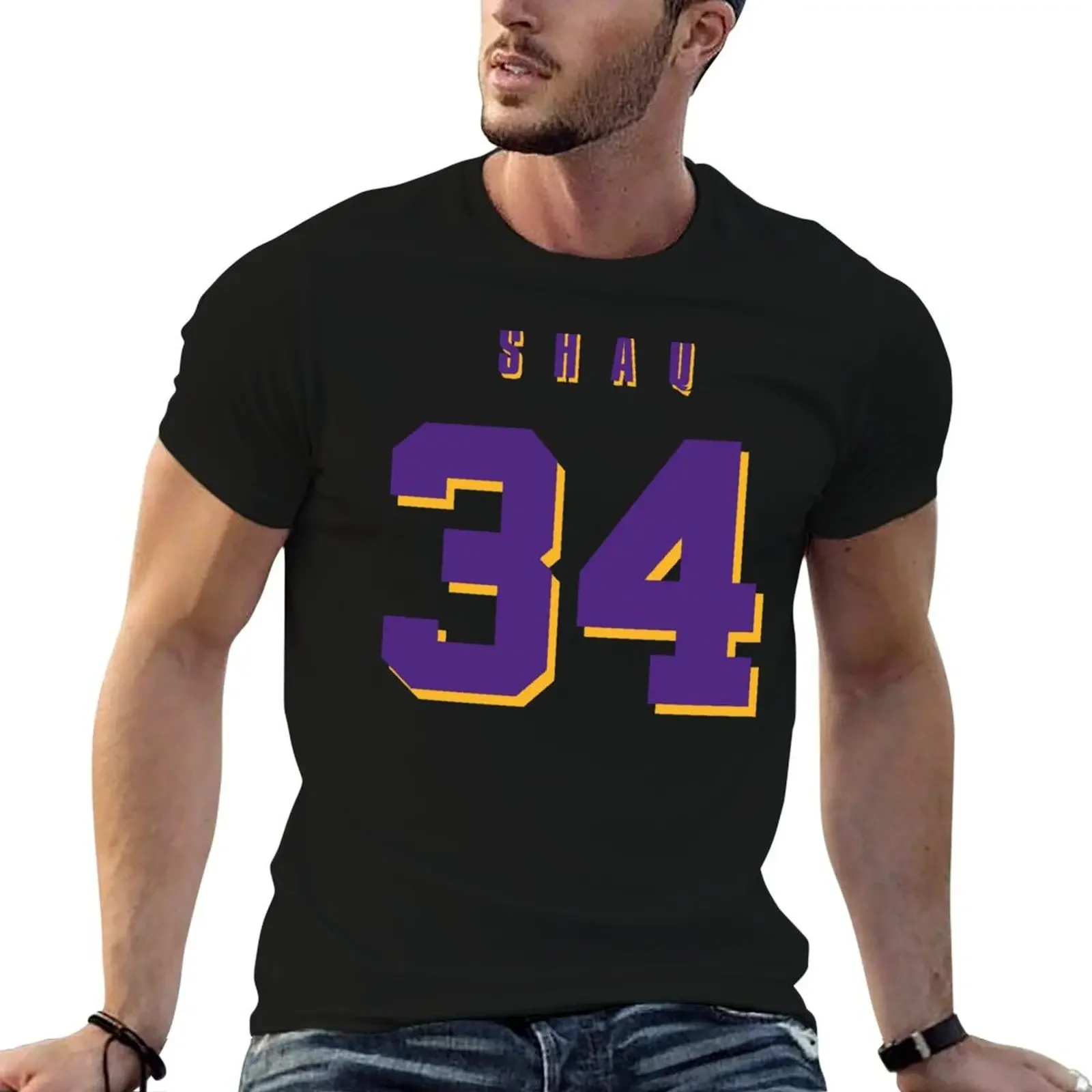 SHAQ Jersey NO. 34 Showtime T-Shirt new edition boys animal print for a boy plus size men clothing