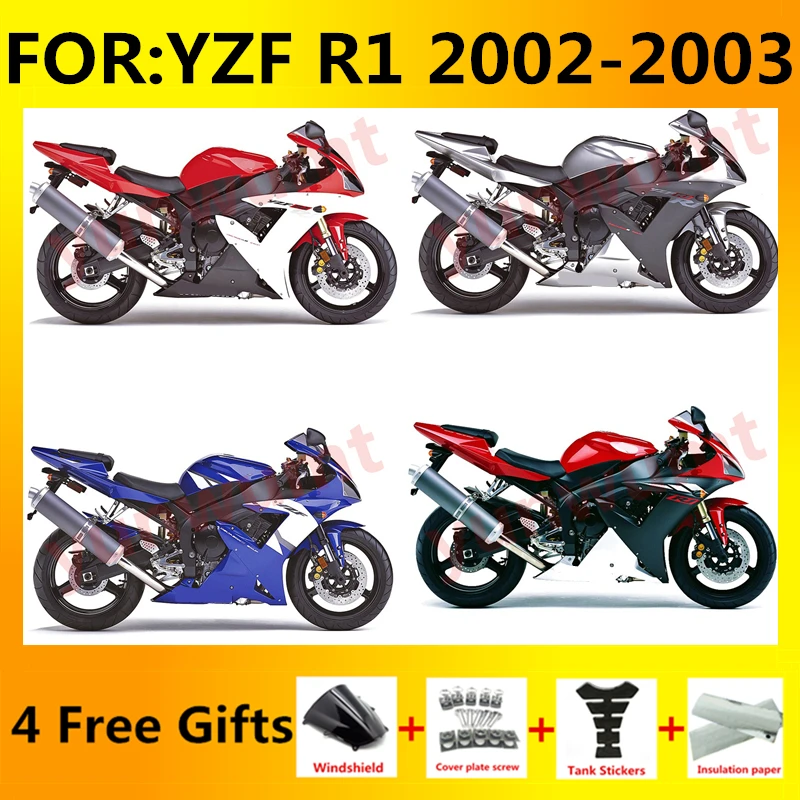 Motorcycle Fairing Kit ABS Plastic Body Injection Fairings Bodywork Bodykits For Yamaha R1 YZF1000 YZFR1 YZF-R1 2002 2003 zxmt